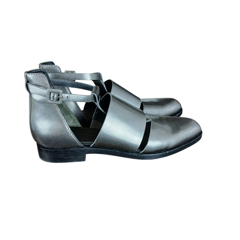 Alexander Wang Metallic Silver Cut Out Booties Sandal Gray Leather‎ Size 6.5/37